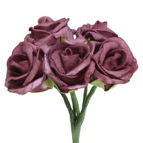 Floristik24 Skum Rose Bordeaux Ø3.5cm 30p