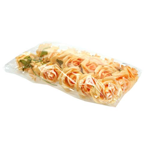 Floristik24 Skumrose Ø 8cm abrikos 18 stk