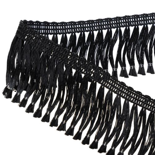 Artikel Sort frynset bånd 4 cm, kordonkant, dekorativ frynset lurex 25 m