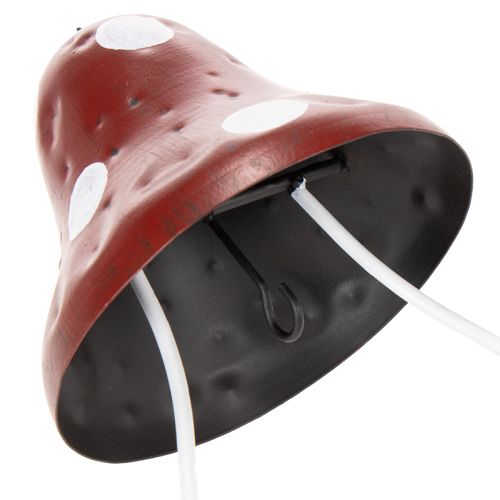 Artikel Hængende foderautomat i metal, med fluesvampemotiv, rød og hvid, 25,5 cm