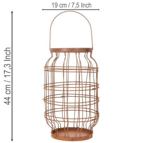 Havelanterne, metal, rusten finish, håndtag, vintage, Ø19,5 cm | Floristik24.dk