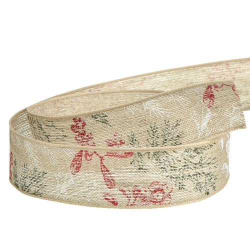 Artikel Gavebånd Jule Ilex Bær Grøn Rød 25mm 15m