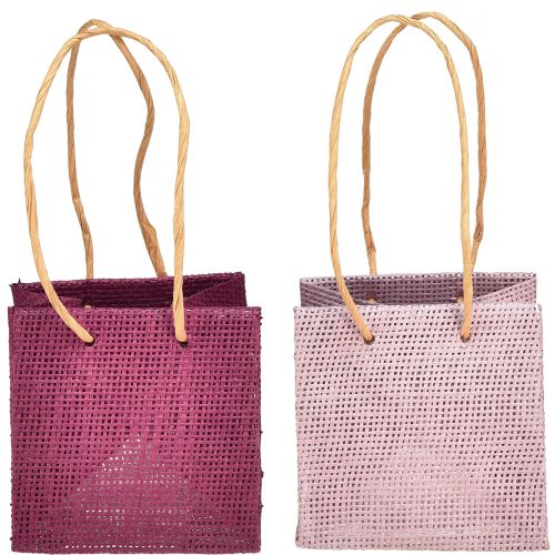 Floristik24 Gavepose med hanke i bordeaux pink 10,5cm 8 stk