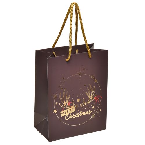 Floristik24 Gavepose julegevir brun/guld 18x10x23cm 2stk