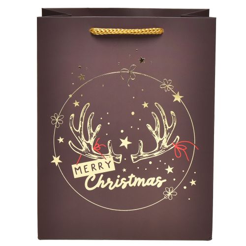 Floristik24 Gavepose julegevir brun/guld 18x10x23cm 2stk