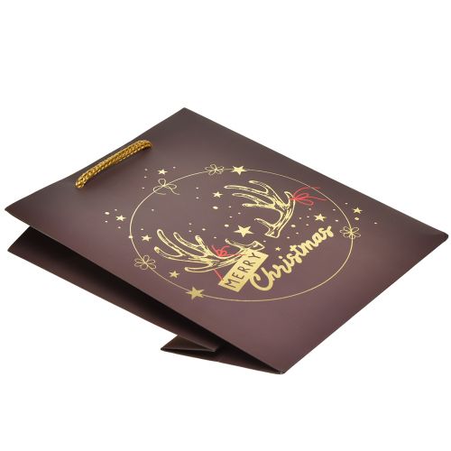 Floristik24 Gavepose julegevir brun/guld 18x10x23cm 2stk