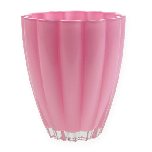 Floristik24 Glasvase "Bloom" pink Ø14cm H17cm
