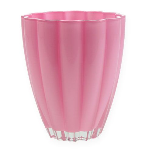 Floristik24 Glasvase &quot;Bloom&quot; pink Ø14cm H17cm