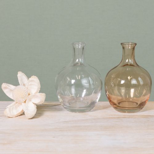 Artikel Minivase i glasflaske, ravfarvet og klar, Ø7,5 cm, H11 cm, 4 stk.