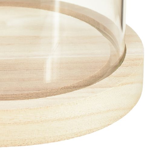 Artikel Glasoverligger glasklokke med bund klart træ Ø14cm H28,5cm