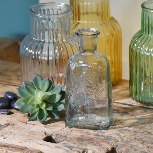 Glasvase flaskevase med motivvase glas klar H19cm 2 stk.