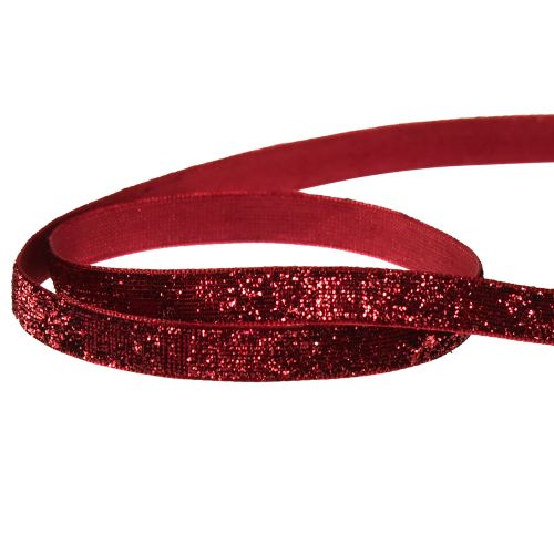 Artikel Glitterbånd Julebånd mørkerød B10mm L10m