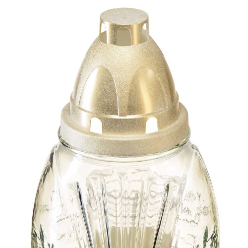 Floristik24 Gravlys glasvase retro gravlygte klar hvidguld Ø11cm H26,5cm