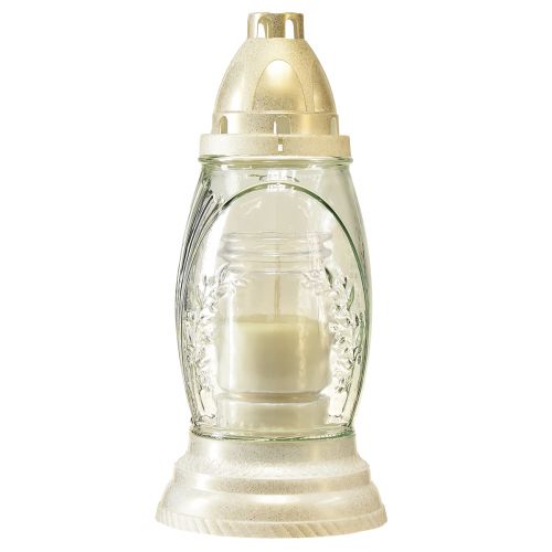 Floristik24 Gravlys glasvase retro gravlygte klar hvidguld Ø11cm H26,5cm