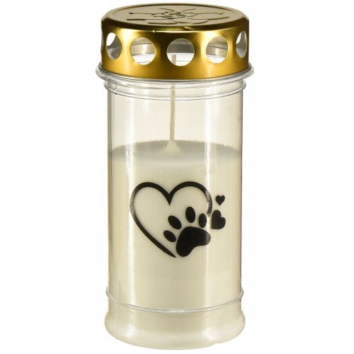 Floristik24 Gravlys hundehjerte med potegravlys hvid Ø7cm H16,5cm
