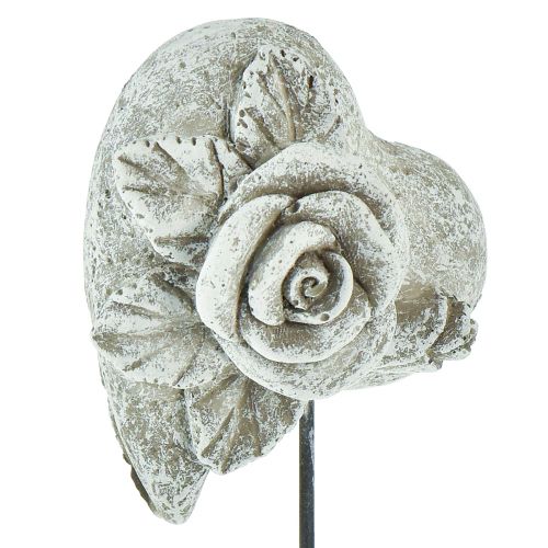 Artikel Gravstik hjerte mindestik rosenstøbt sten 5,5cm 6 stk