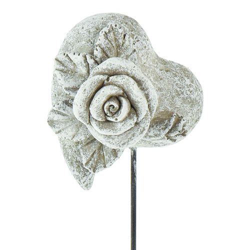 Floristik24 Gravstik hjerte mindestik rosenstøbt sten 5,5cm 6 stk