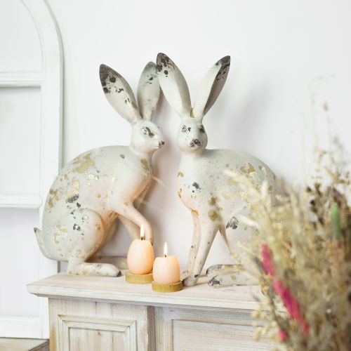 Floristik24 Bunny Sitting Vintage Guld Beige Bordpynt Påske H35,5cm 2stk