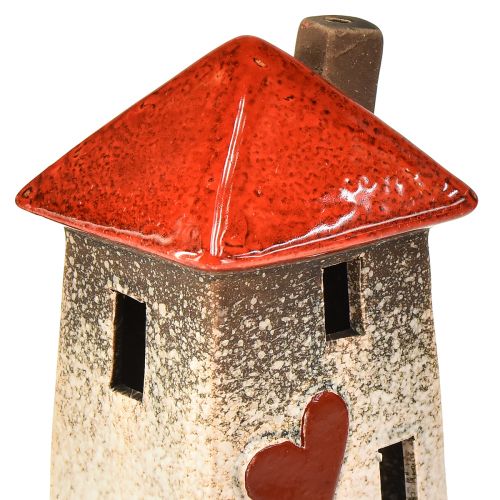 Floristik24 Kærlige keramikhuse - hjertedesign, rød &amp; naturlig, 17,5 cm - romantisk dekoration til hjemmet, 2 stk.