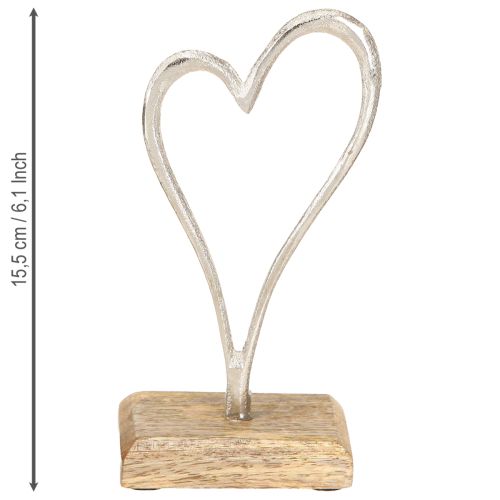 Artikel Hjertedekoration Metal Træ Base Natur Sølv H15,5cm 3 Stk