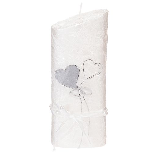 Bryllupslys, sølvbryllupslys, hvidt lys 210/85 mm