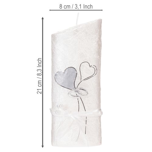 Artikel Bryllupslys, sølvbryllupslys, hvidt lys 210/85 mm