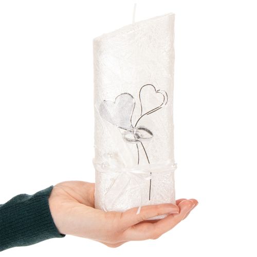 Artikel Bryllupslys, sølvbryllupslys, hvidt lys 210/85 mm