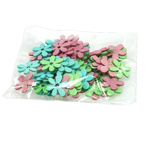 Floristik24 Scatter dekoration træblomster, farvet ass. Ø4cm 72 stk