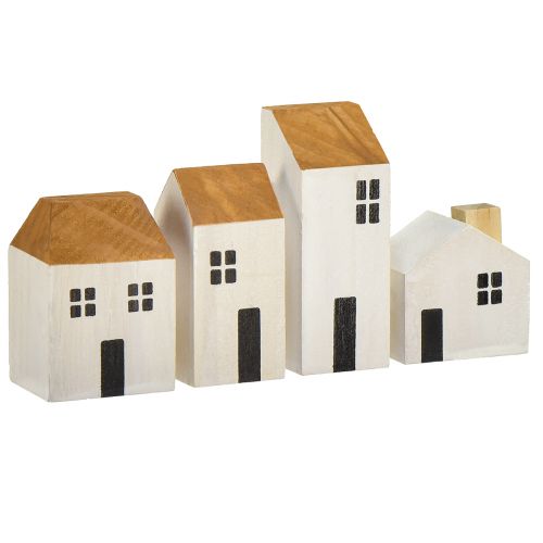 Floristik24 Træhus pyntehuse træ hvid brun 4,5-8cm 4 stk