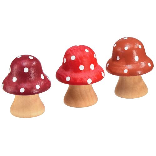 Træsvampe Pyntesvampe Træ Mini Paddehatte Rød Orange 4cm 12 stk.