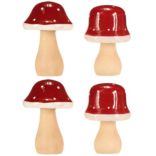 Artikel Træsvampe, paddehatte, dekoration, træ, FSC, rødbrun, H6,5/7 cm, 4 stk.