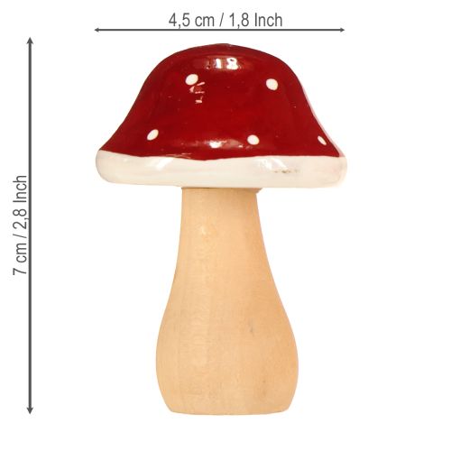 Artikel Træsvampe, paddehatte, dekoration, træ, FSC, rødbrun, H6,5/7 cm, 4 stk.