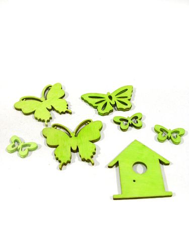Floristik24 Træ sortiment sommerfugl fugl hus grøn 60p