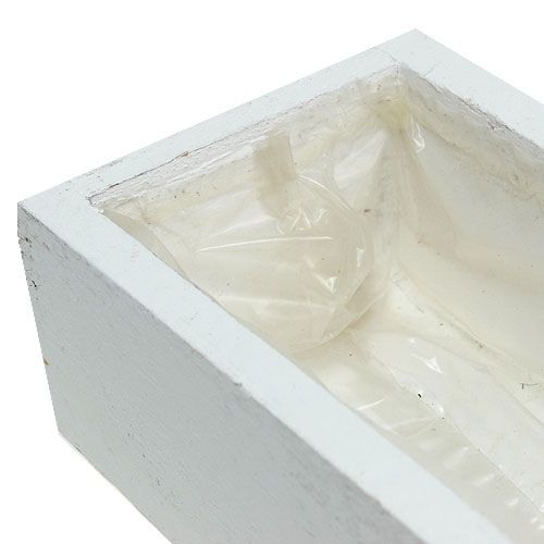 Floristik24 Trækasse med folie hvid 50cm x 9cm x 6cm