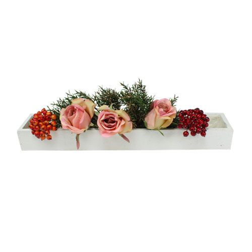 Floristik24 Trækasse med folie hvid 50cm x 9cm x 6cm
