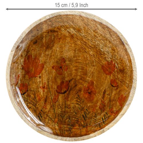 Artikel Træplade Blomster Sommerfugl Naturrosa Ø15cm 3stk