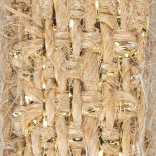 Artikel Jutebånd, rustikt dekorativt bånd, naturlig jute, guld, 12 mm, 10 m