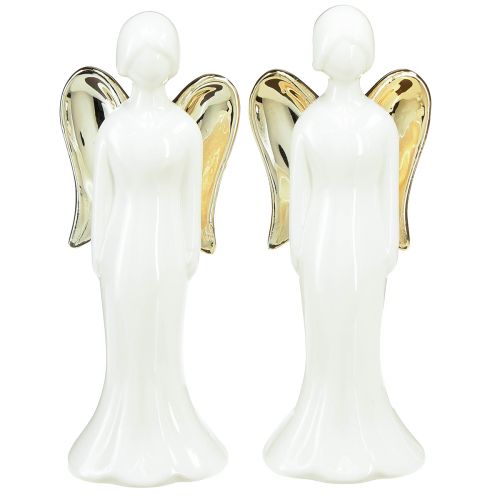 Artikel Englefigurer keramisk engel hvidguld 6cmx5cmx15cm 2stk