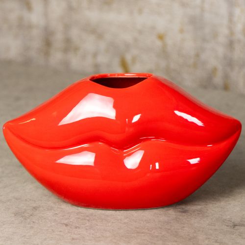 Artikel Keramikvase med rød kyssemund, dekorativ vase 17×8,5×9 cm