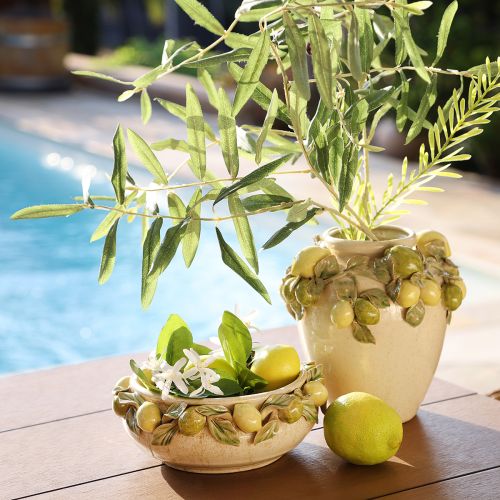 Artikel Keramik Vase Citrondekoration Middelhavsgrøn Gul H19cm