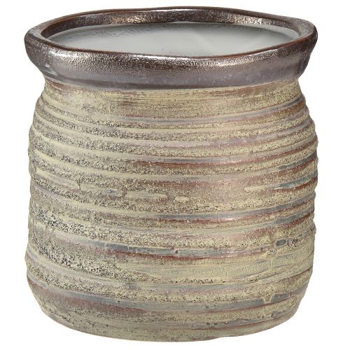 Floristik24 Keramisk pottepotte dekorativ vase metallic gråbrun 14×14cm
