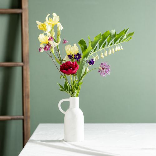 Floristik24 Keramikvase hvid til tør dekoration med hank Ø9cm H21cm