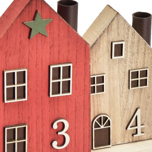 Artikel Lysestage adventskrans pind lys huse 35cm H20cm