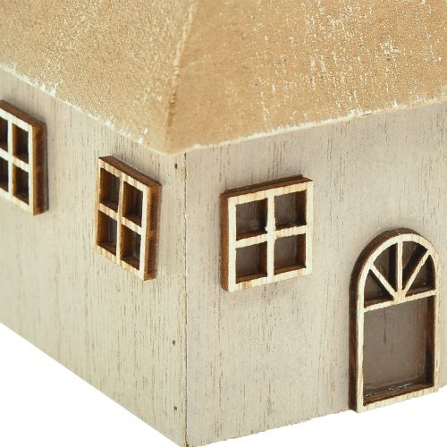 Artikel Lysestage julehus trægrå 9×9×11cm 2 stk