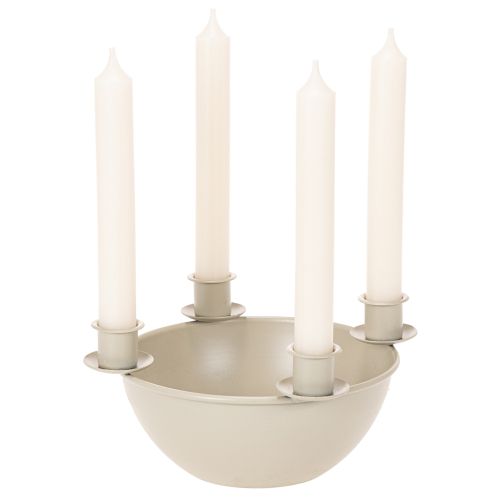 Lysestage med 4 holdere, moderne adventskrans, beige, 15 cm | Floristik24.dk