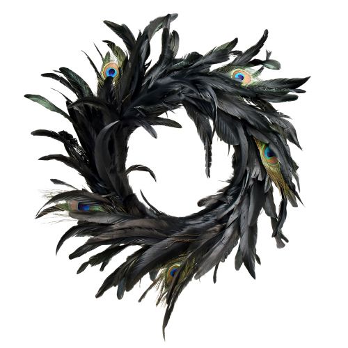 Artikel Udsøgt påfuglefjerkrans - Naturlige iriserende farver 30 cm - Luksusdekoration til hjemmet og arrangementer