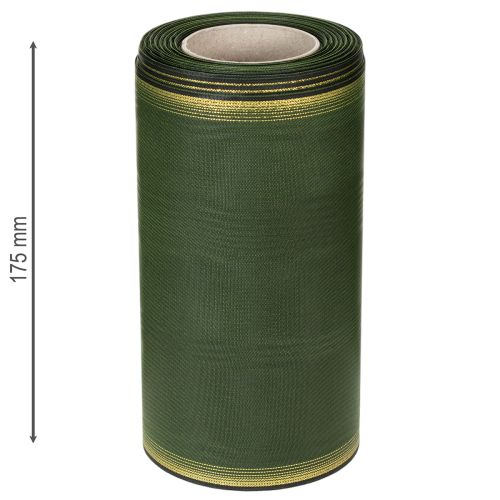 Artikel Elegant moiré kransbånd, 175 mm, mørkegrøn med perlekant og taftvævning til festlige lejligheder