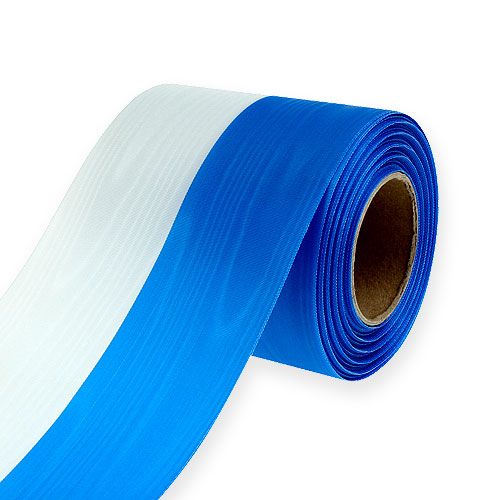 Artikel Kransbånd Moiré Blå-Hvid 100 mm