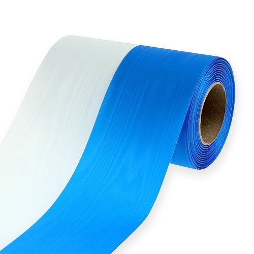 Kransbånd moiré blå-hvid 150 mm