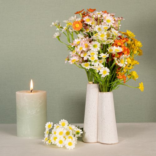 Artikel Kunstig kamille som blomsterbuket til naturlig og letplejet dekoration, 28 cm, 3 stk.